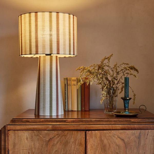 NANNY'S STRIPE LINEN TABLE LAMP - CALABASH