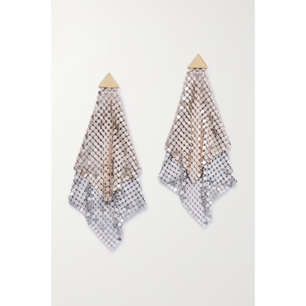 PACO RABANNE Pixel Double FL silver and gold-tone earrings