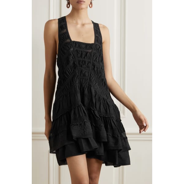 netaporter ISABEL MARANT Cencia crocheted lace-trimmed ruched silk mini dress
