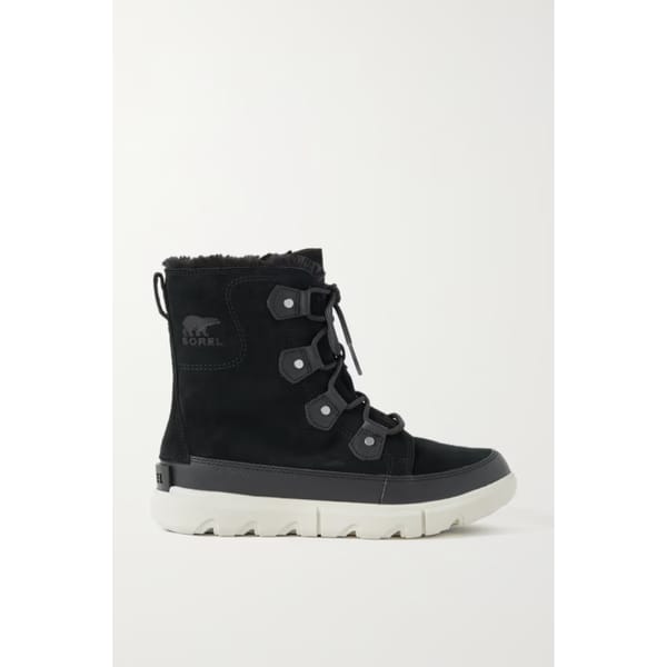 NETAPORTER SOREL Explorer II Joan WP faux fur-trimmed suede ankle boots