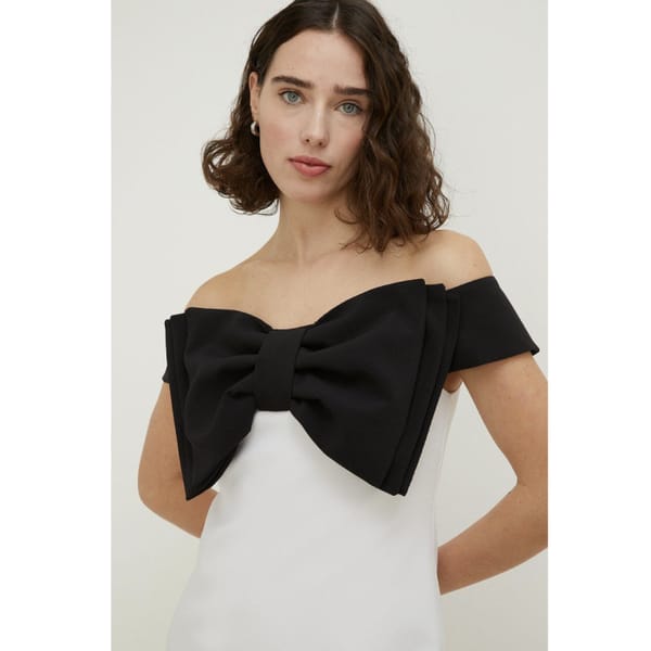 OASIS Petite Bow Detail Bardot Mini Dress