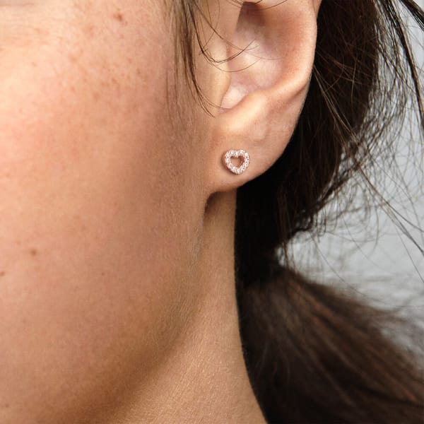 Open Heart Stud Earrings