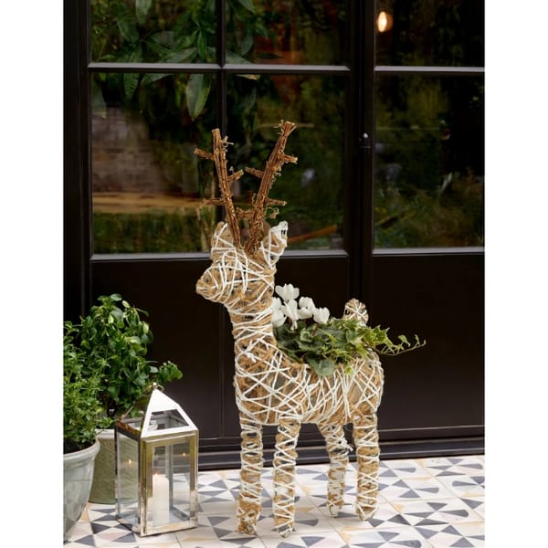 Outdoor Novelty White Reindeer Planter