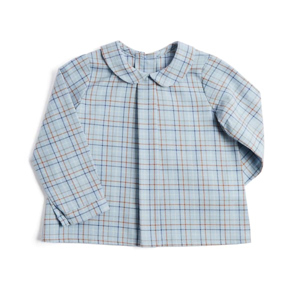 PETER PAN COLLAR LONG SLEEVE SHIRT IN PALE BLUE
