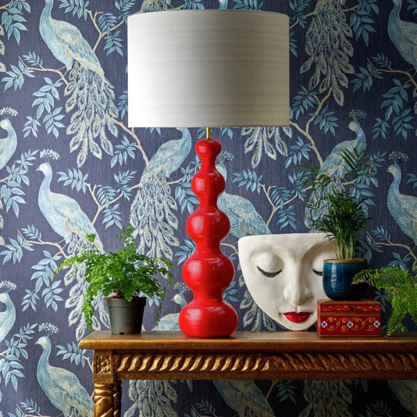 pooky arger wobster table lamp in red lacquered wood