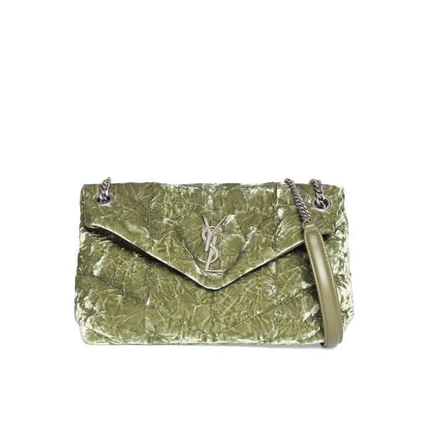 SAINT LAURENT SMALL PUFFER LOULOU VELVET SHOULDER BAG
