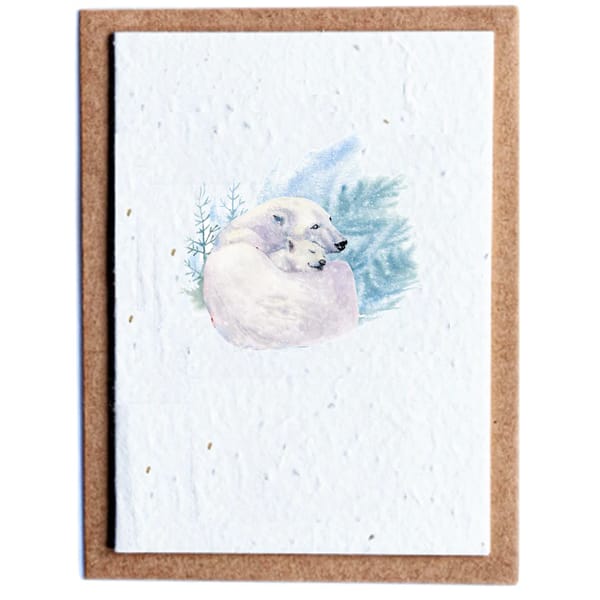 Polar Bear Recycled Plantable Seed Christmas Card