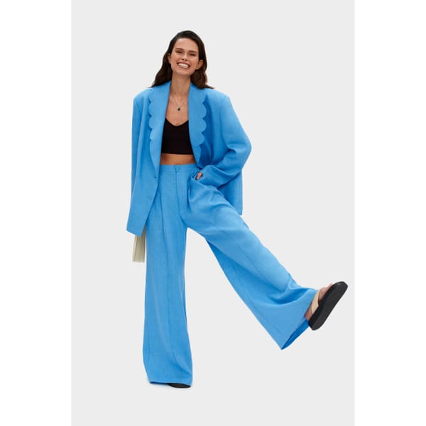 sleeper Dynasty Linen Pants in Cerulean Blue