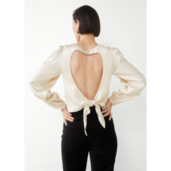 stories Open Back Satin Blouse