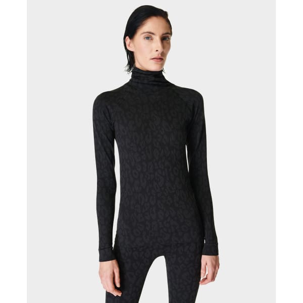 High Neck Leopard Jacquard Base Layer Top
