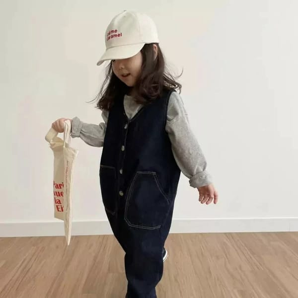 Tuff Button-Up Denim Jumpsuit (Dark Denim)