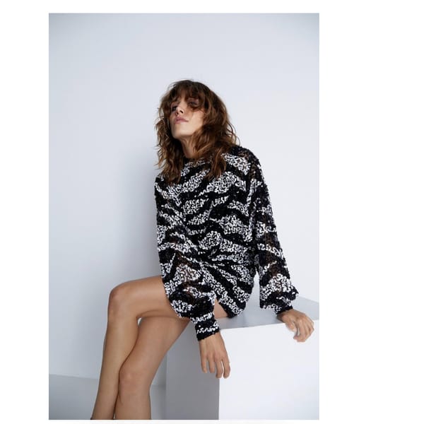 warehouse Hand Embellished Zebra Mini Dress