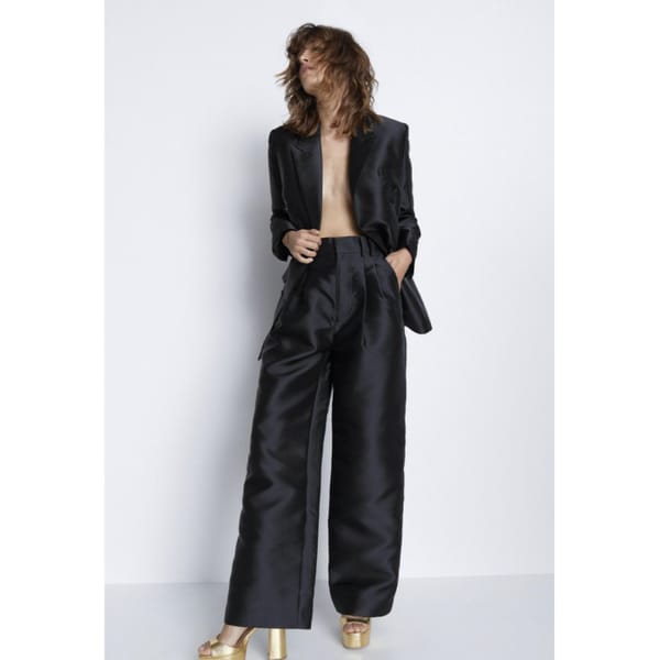 WAREHOUSE Satin Twill Double Breasted Boyfriend Blazer _ Trousers