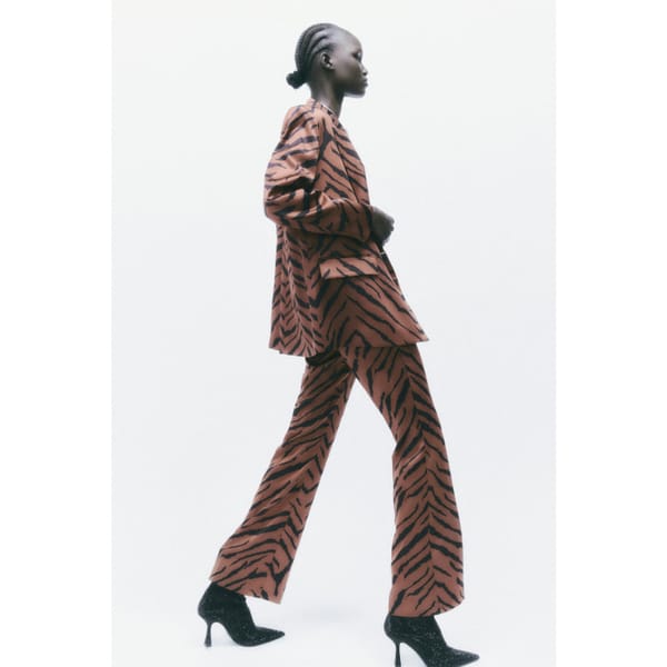 zara animal print blazer and trousers