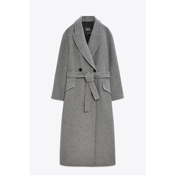 zara DOUBLE-BREASTED WOOL BLEND COAT WITH BELT