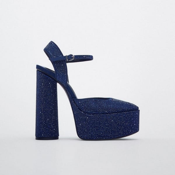 HIGH-HEEL PLATFORM SHOES WITH RHINESTONES
