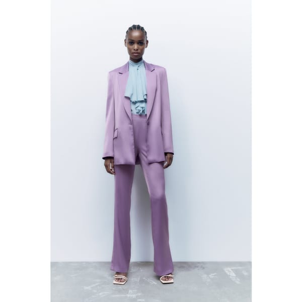 zara SATINY BLAZER and trousers