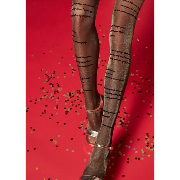 Christmas Carol Text Glitter 20 Denier Sheer Tights Calzedonia