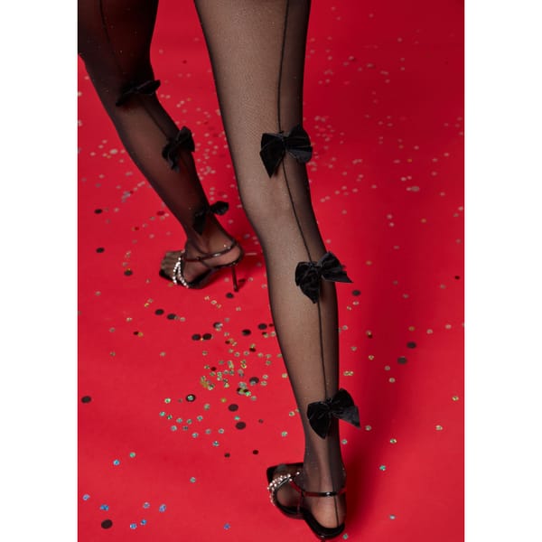 Velvet Bow and Glitter Tulle Tights Calzedonia