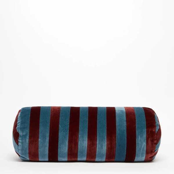 CHRISTINA LUNDSTEEN Striped velvet bolster cushion - Velvet