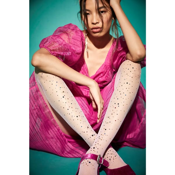 Glitter Fishnet Tights light pink Free People
