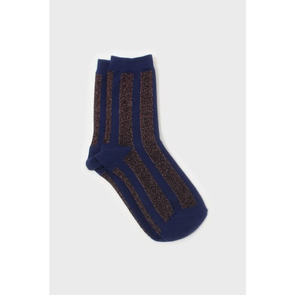 glassworks Blue and pink glitter vertical striped socks