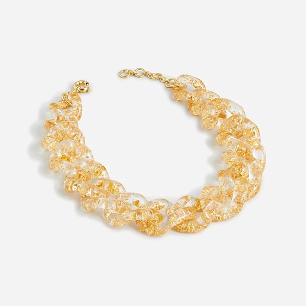 Made-in-Italy Chunky Link Necklace With Gold Flakes JCrew Statement Necklaces