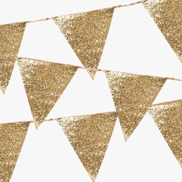 Talking Tables Luxe Gold Glitter Bunting, 3m New Year's Eve