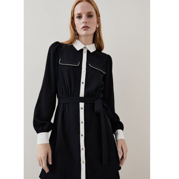 karen mmillen Contrast Twill Trimmed Mini Shirt Dress