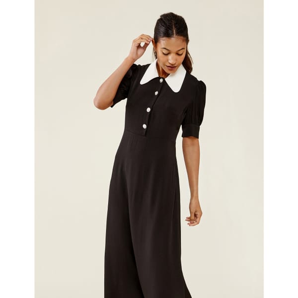 M_S FINERY LONDON Collared Button Detail Midi Tea Dress