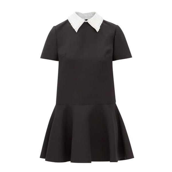mmatchesfashion VALENTINO Embroidered point-collar wool-blend crepe dress