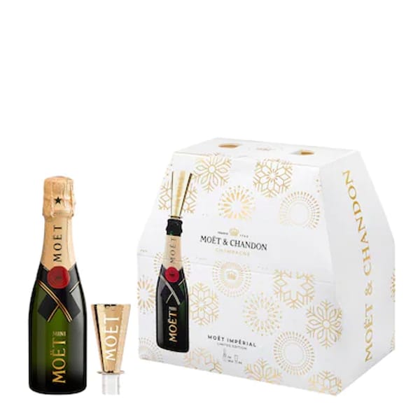 Moet & Chandon Imperial Brut End Of Year Gift Box With 6 Mini Bottles And 6 Mini Flutes New Year's Eve