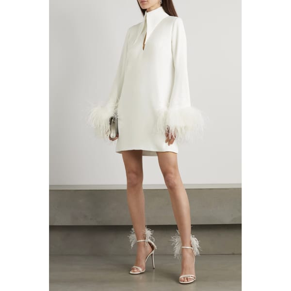 16ARLINGTON Michelle feather-trimmed cutout crepe mini dress