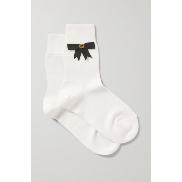 netaporter GUCCI Bow-embellished cotton-blend socks