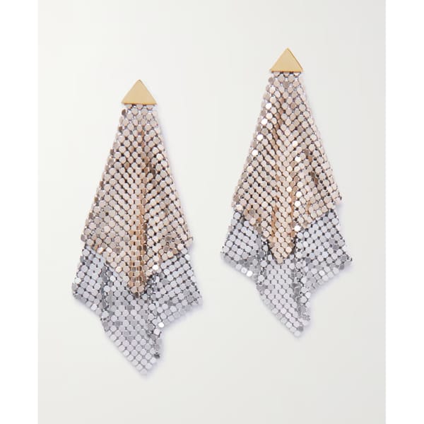 netaporter PACO RABANNE Pixel Double FL silver and gold-tone earrings