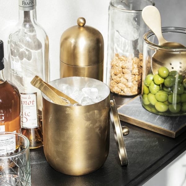 Brushed Brass Three Piece Barware Gift Set New Year's Eve