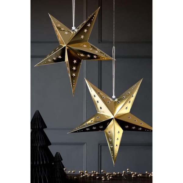 Gold Five-Pointed Paper Star Decoration - Set Of 2 New Year's Eve