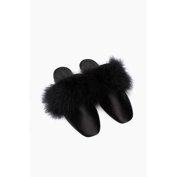 sleeper Manon Mules with Detachable Feathers in Black