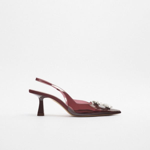 zara EMBELLISHED VINYL HIGH-HEEL SHOES