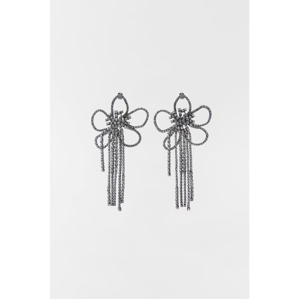 zara RHINESTONE FLOWER EARRINGS