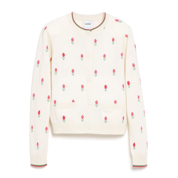 Cardigan in cashmere with a floral motif - winter fashion