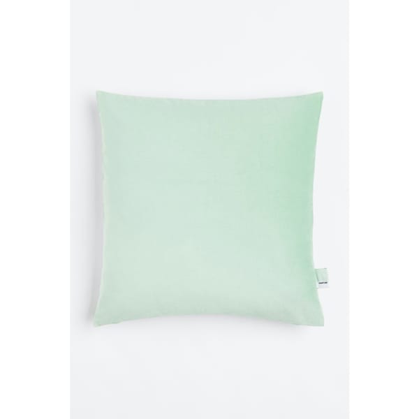 cotton velvet cushion cover in light green