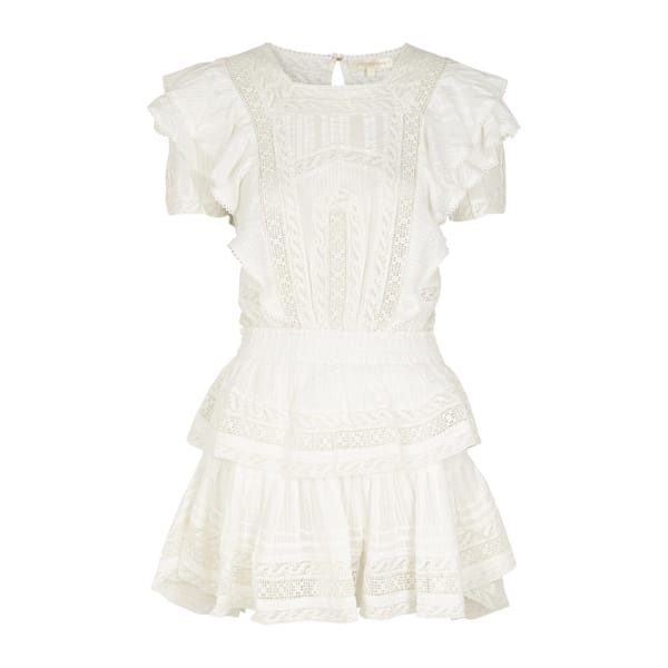 LOVESHACKFANCY Stella white panelled cotton mini dress - Resort Wear