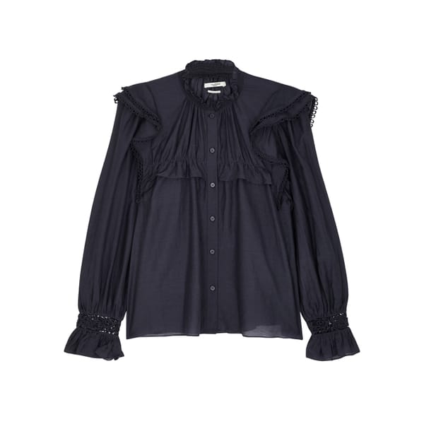 ISABEL MARANT ÉTOILE Gilatedy ruffled cotton-blend blouse - January Sale