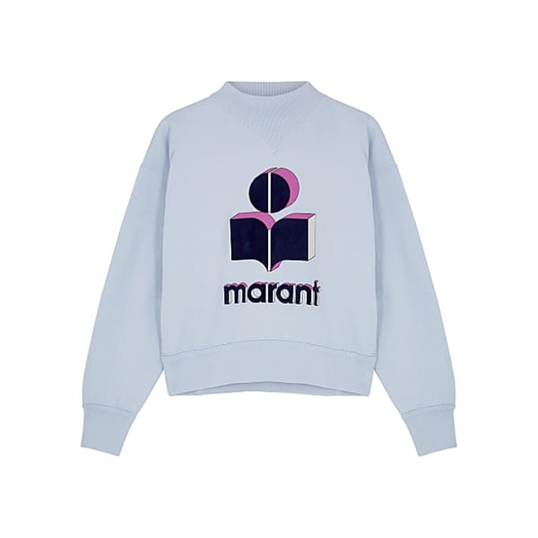 ISABEL MARANT ÉTOILE Moby blue logo cotton-blend sweatshirt - January Sale