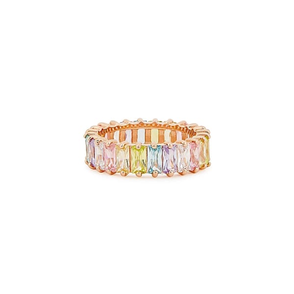 ROSIE FORTESCUE Crystal-embellished 18kt rose gold-plated ring - rainbow jewellery