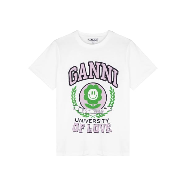 January Sale - GANNI White printed cotton T-shirt