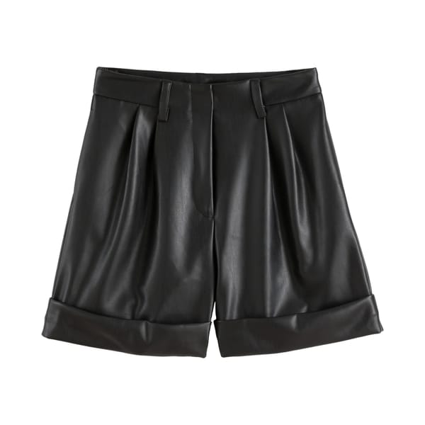 la redoute Faux Leather Shorts with Pleat Front