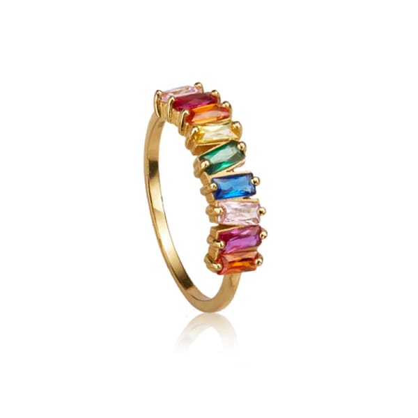 lily and roo GOLD RAINBOW GEMSTONE CLUSTER RING - rainbow jewellery