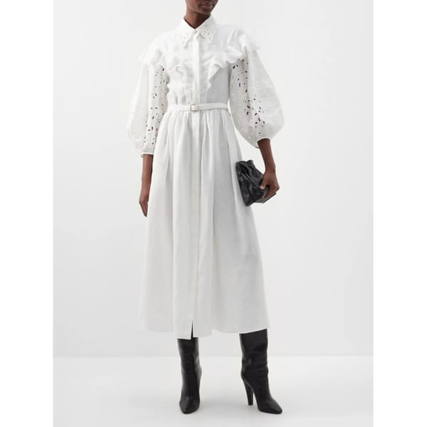 CHLOÉ Cutout-embroidered linen-voile dress - January Sale